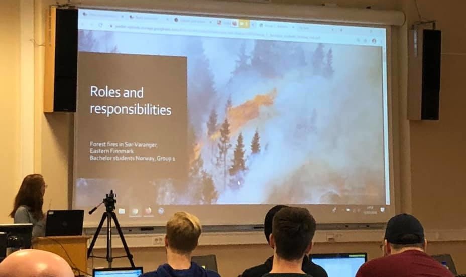 One of the students delivering a presentation.